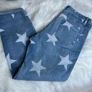 American Bazi Star Print Western Style Distressed Jeans Size Large